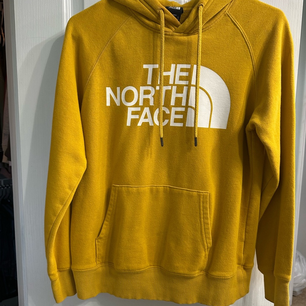 The North Face Yellow Sweater with Hood and Logo